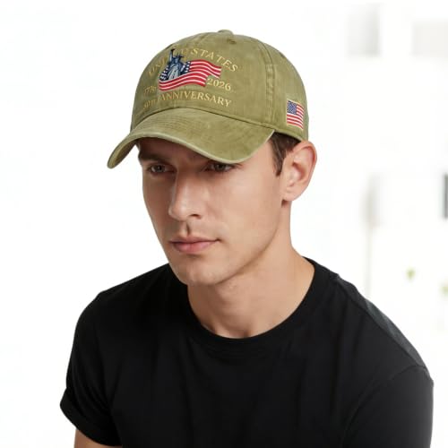 USA 250th Anniversary Baseball Cap Patriotic Embroidered American Hat - color: 2-khaki