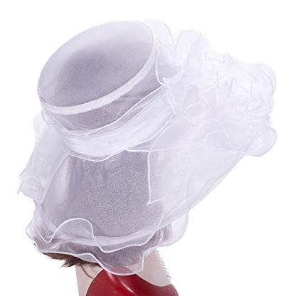 Lawliet Womens Dressy Wide Brim Church Wedding Occasion Sun Hat A613 - color: White