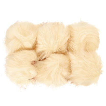 PATIKIL Faux Fur Pom Poms for Hats, 6 Pcs Fluffy Soft Fur Poms Balls with Elastic Loop for Keychain Knitting Hats DIY Scarves Gloves Bag Christmas, Beige - color: Beige