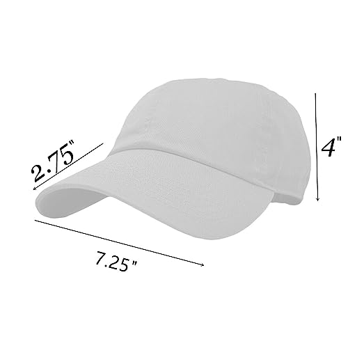 Glory Max 100% Cotton Baseball Cap Classic Plain Low Profile Golf Dad Hat Buckle Adjustable - color: White