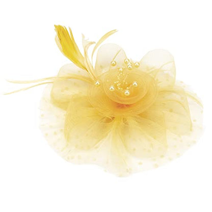 AQOKKA Women Fascinators Hats Flower Fascinators with Headband and Clip Tea Party Headwear for Women and Girls - color: 1 Pc 7" Diameter / Ginger