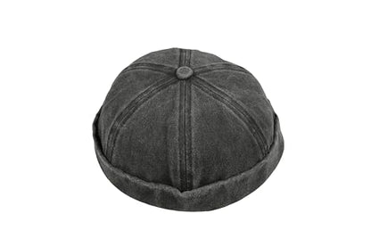 Washed Cotton Docker Cap, Unisex Brimless, Rolled Cuffed Men Skull Beanie, Harbour Pigment Dyed Hat