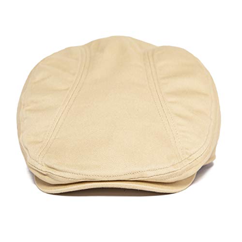 BOTVELA Men Cotton Twill Newsboy Flat Hat Fitted Cap - color: Khaki, size: 7 5/8