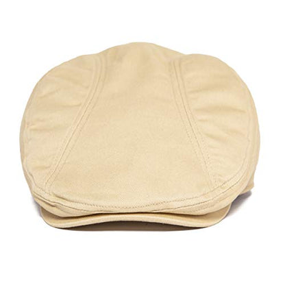 BOTVELA Men Cotton Twill Newsboy Flat Hat Fitted Cap - color: Khaki, size: 7 5/8