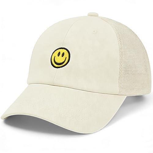 SONMONY Toddler Hat Smile Face Kids Baseball Cap Adjustable Cute Hat 3-12Y - color: Mesh-beige