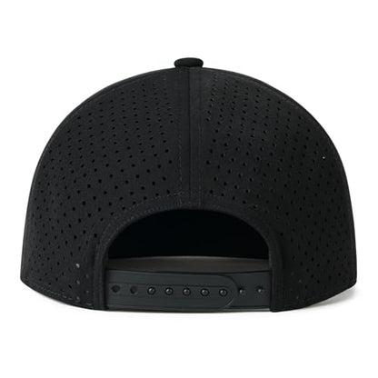 FEINION Men Laser Mesh Flat Brim Snapback Baseball Cap - color: Black