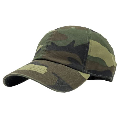 Utmost Unisex Classic Low Profile Cotton Baseball Cap Plain Blank Camoflauge Soft Unconstructed Adjustable Size Dad Hat - color: Camo Woodland