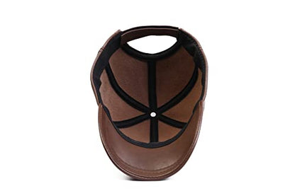 Genuine Leather Unisex Baseball Cap - color: Brown