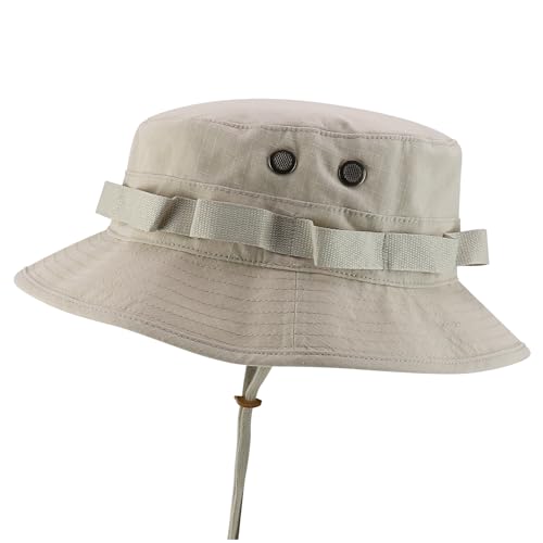 Armycrew Ripstop Fabric Jungle Combat Boonie Hat Fits upto 2XL - color: Khaki, size: Large