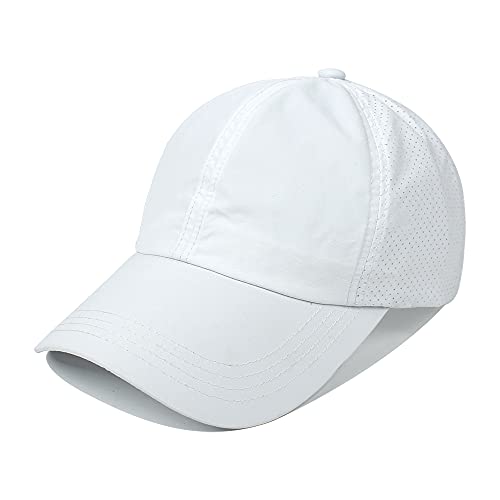Womens Criss Cross Ponytail Hat Quick Drying Baseball Cap Sun Hats UV Protection Sport Cap - color: White