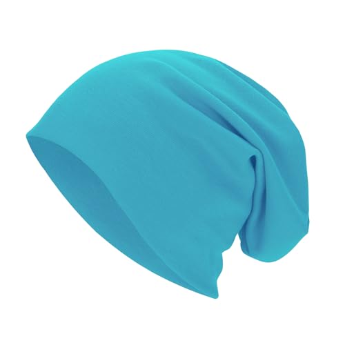 Zando Slouchy Dwarf Beanie Hats for Women Men - Breathable Cozy Cotton Sleep Cap Thin Chemo Headwear for Hip-Pop Halloween - color: Lake Blue
