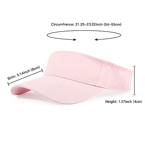 HH HOFNEN Sports Sun Visor Hats Cotton Adjustable Golf Caps for Men Women - color: #1b Solid Lightpink