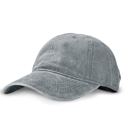 Unisex Vintage Washed Baseball Cap | Low Profile Soft Top Unstructured Cotton Baseball Cap | Adjustable Size Vintage Buckle - color: A04- Grey