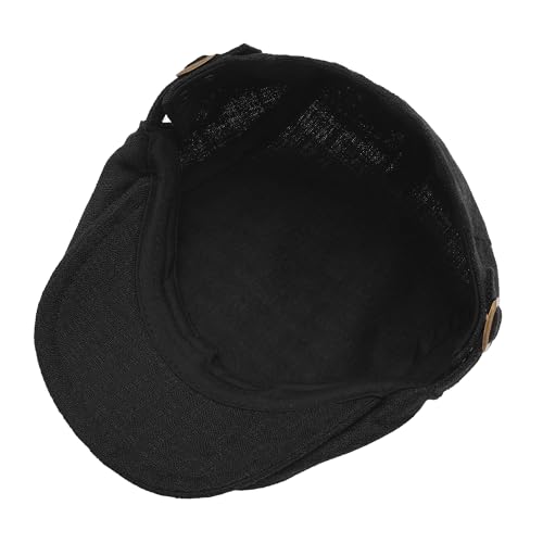 ZLYC Men Summer Flat Cap Scally Ivy Gatsby Newsboy Beret Driver Hat - color: Plain Black