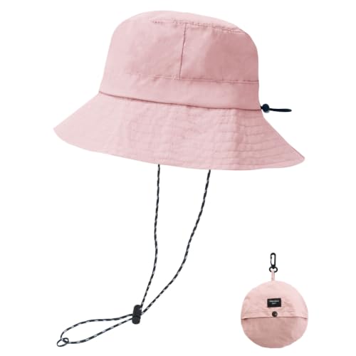 NPQQUAN Sun Bucket Hats for Woman Men Lightweight Sun Hat Packable Foldable - color: (Pure Pink)