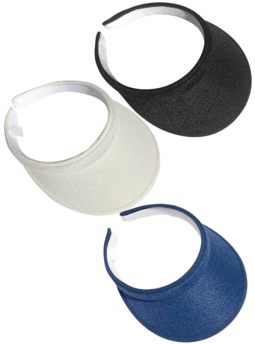 3 Pieces Clip On Visors Women Men Visor Outdoor Sports Golf Hat - color: Black, Beige, Navy