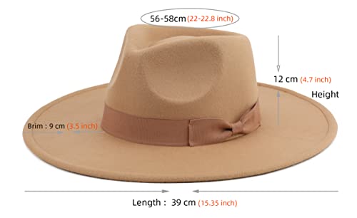 Pro Celia Big Wide Brim Women Fedora Hat - color: Peach-camel