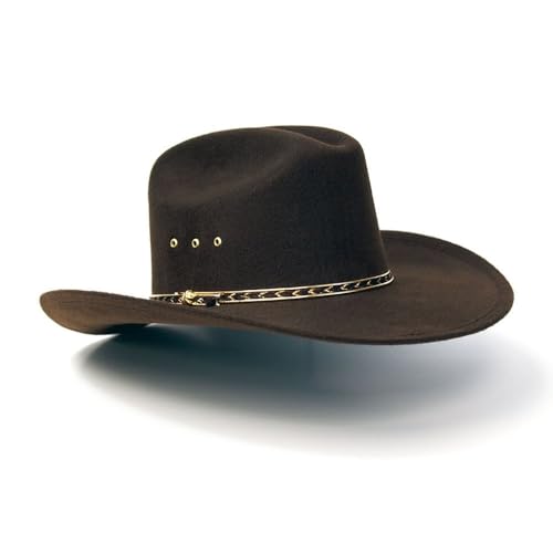 Western Express Felt Finish Cowboy Hat - Cattleman Style with Gold Hat Band | Cowboy & Cowgirl Hats for Men and Women - color: Brown, size: 7