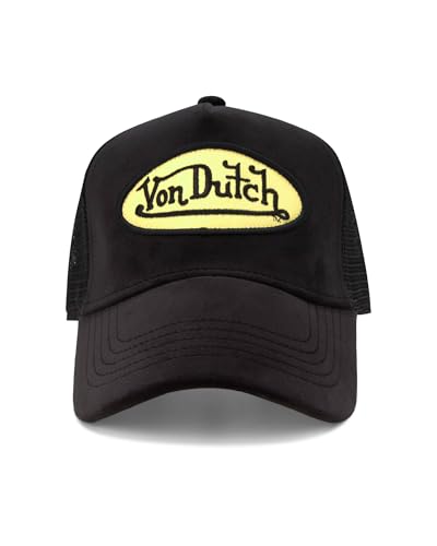 Von Dutch Unisex Velvet Trucker Hat, Curved Bill, Mesh Back, Snapback - color: Black