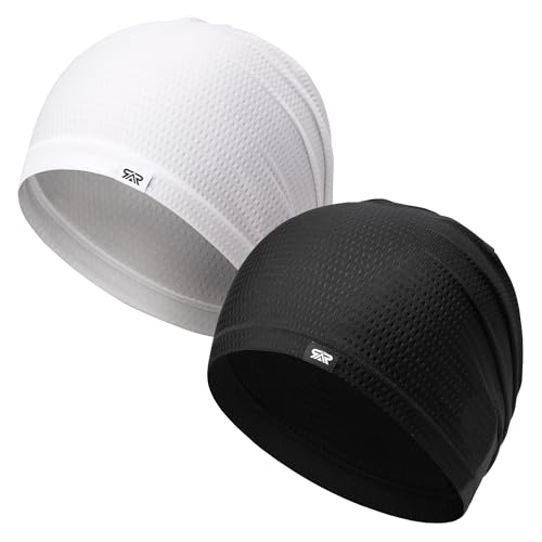 2-Pack Cooling Mesh Skull Cap Helmet Liner Running Cycling Work Men Women - color: White + Black