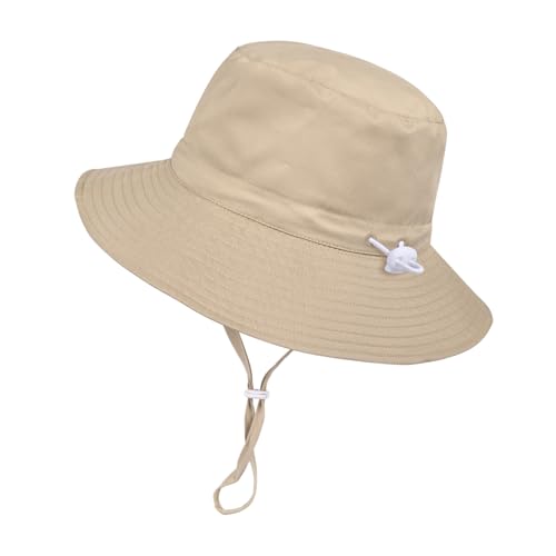 Women Wide Brimmed Sun Hat,Summer Foldable Beach Bucket Hat with UV Protection for Women Young Girls - color: Khaki