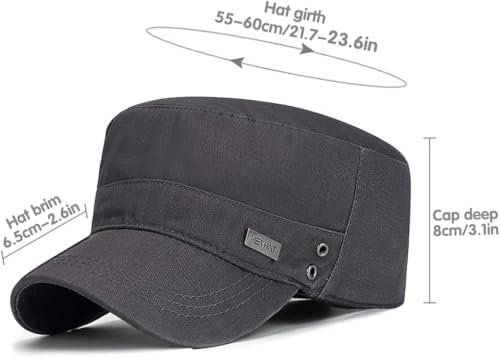 Men's Military Cadet Hat Flat Top Newsboy Cap - color: Grey