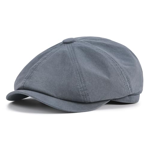 BOTVELA Men's Newsboy Gatsby Hat Cotton Cabbie Cap - color: Grey, size: 7 1/4