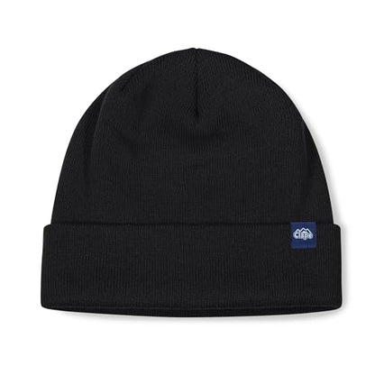 CLAPE Cuff Rolled Beanie for Men Women, Soft Knit Winter Hat Double-Layer Warm Ski Skull Cap Stretch Fit - color: Clkh02-black
