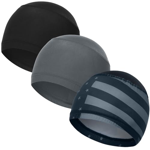 Cooling Skull Caps Helmet Liner Hard Hat Sweat Liner Motorcycle Cycling Cap - color: 3pcs (Black+dark Gray+us Flag)