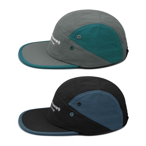Croogo Quick Drying 5 Panel Baseball Cap Colorful Lightweight Flat Bill Hat - color: M-dfb1-gray