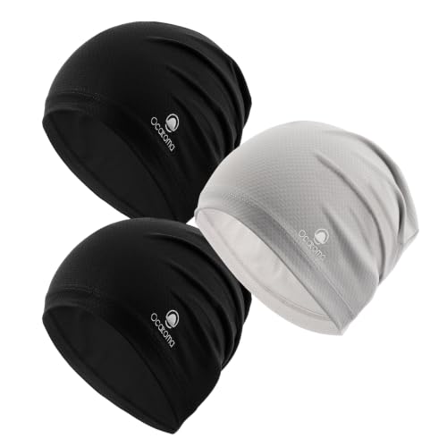 Ocatoma Cooling Skull Cap for Men,Sweat Wicking Breathable Helmet Liner - color: Black+black+gray