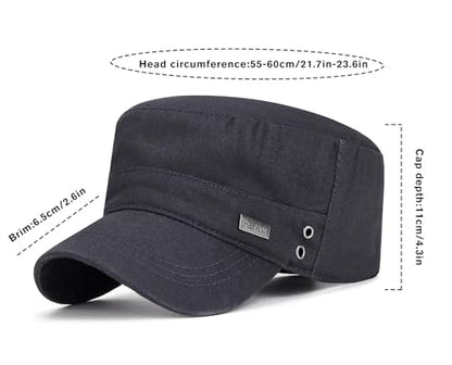 Initlove Cadet Army Cap Military Unisex Flat Top Hat for Men Women - color: Grey