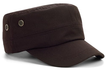 Unisex Basic Cadet Army Caps Everyday Military Style Hat - color: Coffee 1