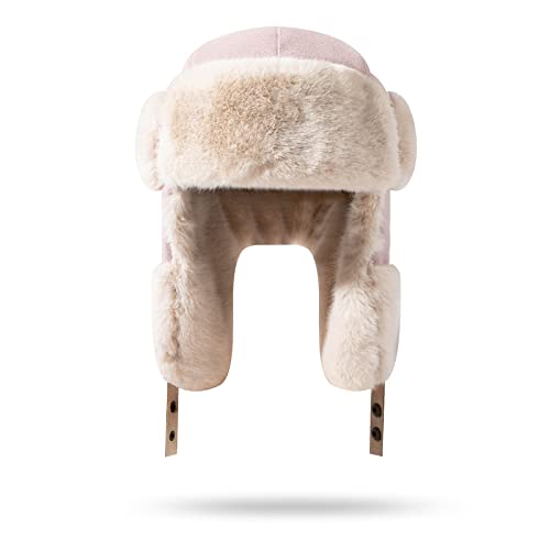 Croogo Cold Weather Eskimo Hats Trapper Hat Winter Thick Furry Ushanka Russian Hat Windproof Ski Trooper Hat with Ear Flap - color: Pl18-pink