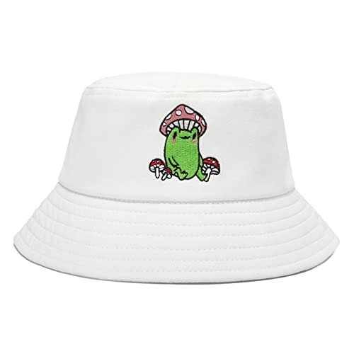 Tie Dye Bucket Hat Reversible Cotton Multicolored Fisherman Cap Packable Sun Hat - color: Frog With Mushroom White