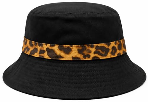 Premium Cotton Bucket Hat – Adjustable Size, Lightweight Sun Hat for Men & Women, Outdoor Summer Travel & Beach - color: Leopard