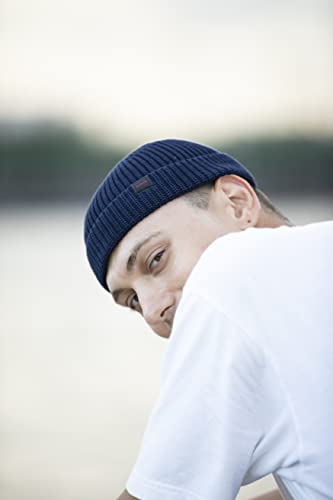 Fisherman Beanie Hats for Men Women,Knit Trawler Skull Cap,Watch Cap,Spring Fall Winter Warm Short Hats - color: (Cotton)-after Midnight-m