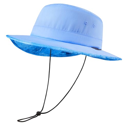 UPF 50+ Foldable Sun Hat Patterned Under Brim Bucket Hats for Summer Hiking Fishing Beach Safari Men Women - color: Clear Sky Blue, size: Medium