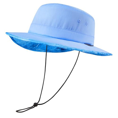 UPF 50+ Foldable Sun Hat Patterned Under Brim Bucket Hats for Summer Hiking Fishing Beach Safari Men Women - color: Clear Sky Blue, size: Medium