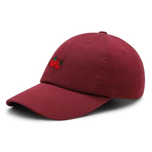 JPAK Two Tomatoes Premium Dad Hat Embroidered Cotton Baseball Cap Vegetables Embroidery - color: Maroon