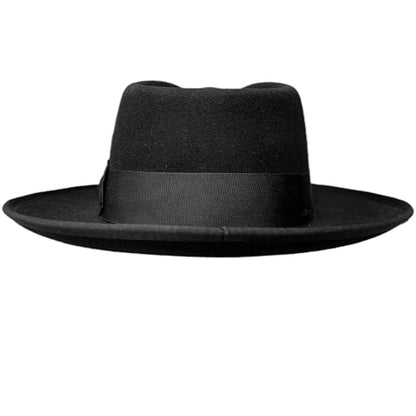 Soft Wool Crushable Mens Fedora Hats for Men Women Black Dress Rolled Wide Brim Hat