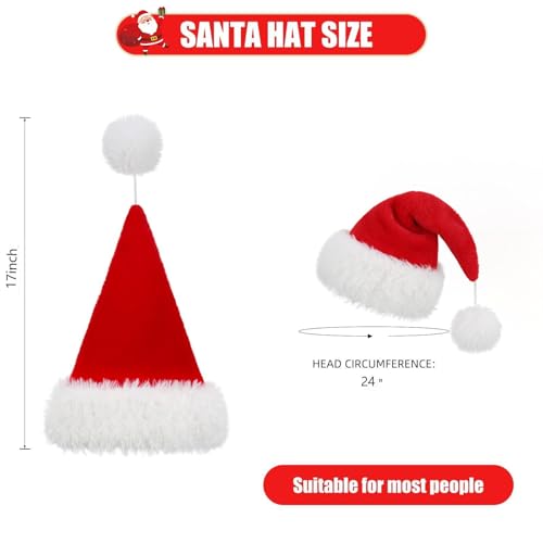 Personalized Santa Hat for Adults, Super Soft Plush Holiday Christmas Hat, Xmas New Year Party Headwear - color: Plush-red