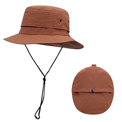 Croogo Sun Hats for Women UV Protection Summer Bucket Hat Waterproof Packable Fishing Hats Wide Brim Hiking Hat Gardening Hat - color: Afh02-brick Red
