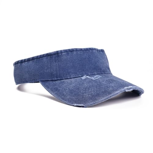 ANDICEQY Retro Ripped Sun Visor Hat, Baseball Sun Visors for Women and Men - color: Retro Navy