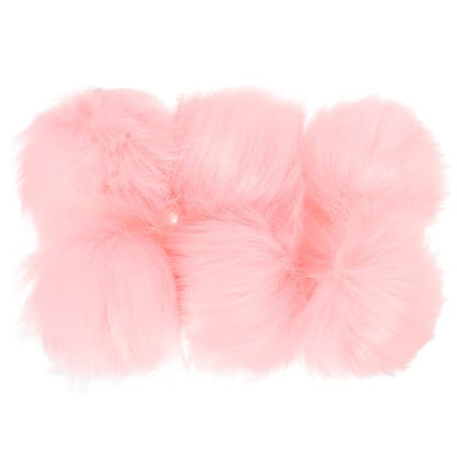PATIKIL Faux Fur Pom Poms for Hats, 6 Pcs Fluffy Soft Fur Poms Balls with Elastic Loop for Keychain Knitting Hats DIY Scarves Gloves Bag Christmas, Pink - color: Pink