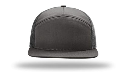 Richardson 168 Hi-Pro 7 Panel Adjustable Snapback Trucker Mesh Back Cap - color: Charcoal/Black