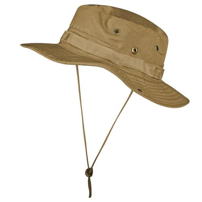 Rosoz Sun Hats for Men Women Bucket Hat UPF Protection Wide Brim Boonie Hat - color: 1pack-brown