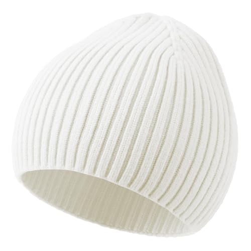 ROYBENS Wool Beanie for Men Women, Seamless Knit Warm Winter Hat Skull Caps - color: 1pcs-white