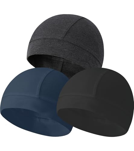 Cotton Skull Caps for Men Women Beanie Chemo Headwear Sleep Hat - color: Set B-black,navy,dark Gray