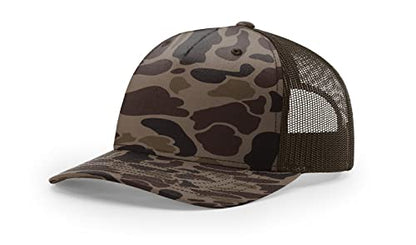 Richardson 112FP & 112PFP Classic Fit Five-Panel Snapback Trucker Cap |OSFM - color: Bark Duck Camo/Brown
